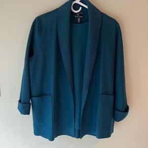 Eileen Fisher Teal open face Wool Jacket and long sleeve T